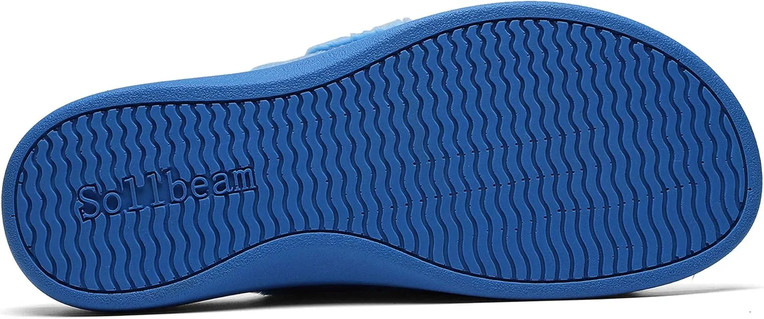 SOLLBEAM Women's Plantar Fasciitis Fuzzy House Orthopedic Adjustable Slippers With Arch Support Orthotic Heel Cup Sandals For Ladies