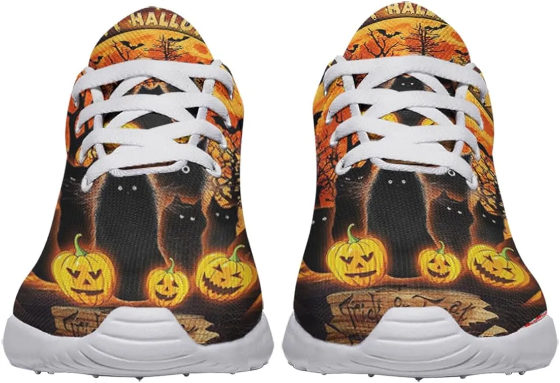 Sonzj-II Halloween Print Walking Shoes Casual Mesh Breathable Lace Up Running Sneakers for Men Women