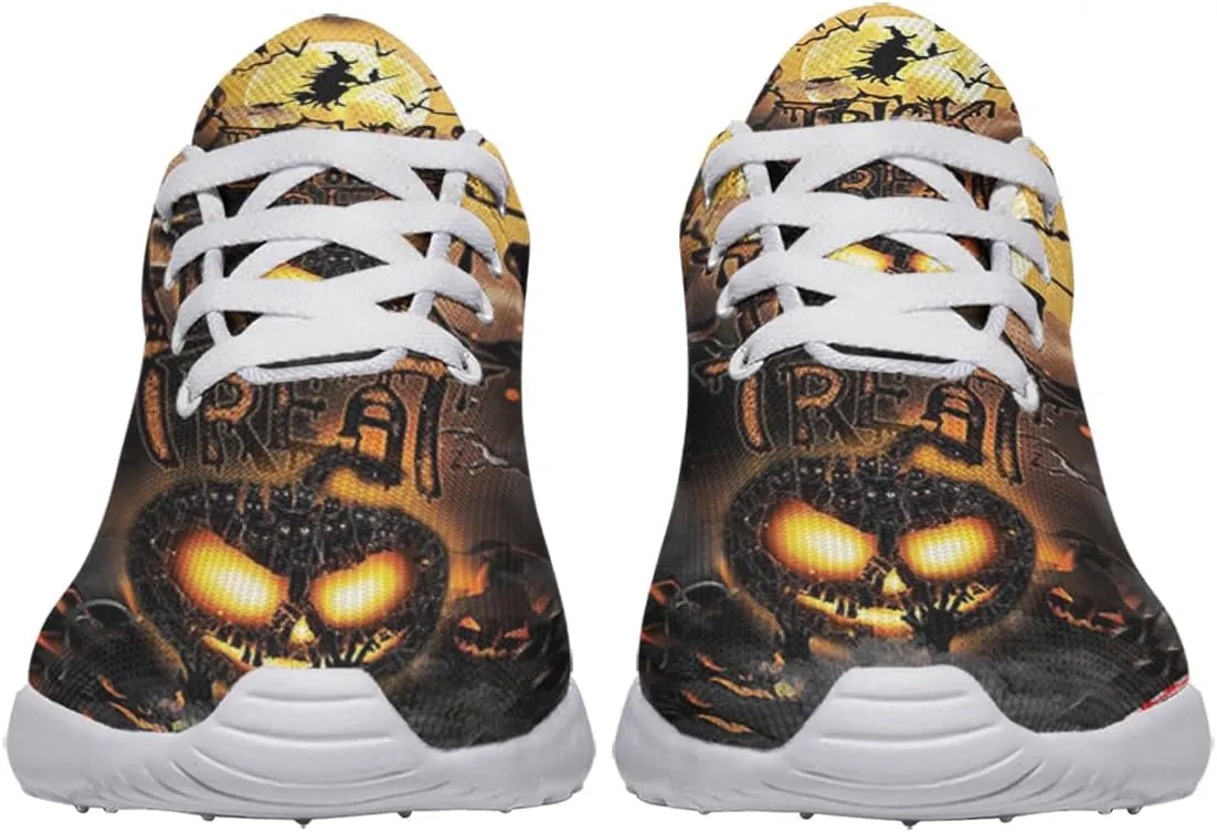 Sonzj-II Halloween Print Walking Shoes Casual Mesh Breathable Lace Up Running Sneakers for Men Women