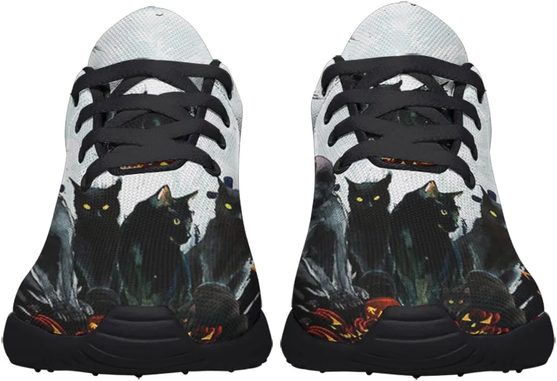 Sonzj-II Halloween Print Walking Shoes Casual Mesh Breathable Lace Up Running Sneakers for Men Women