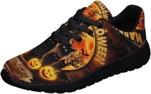 Sonzj-II Halloween Print Walking Shoes Casual Mesh Breathable Lace Up Running Sneakers for Men Women