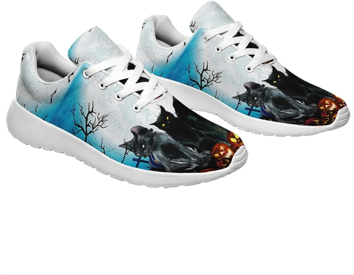 Sonzj-II Halloween Print Walking Shoes Casual Mesh Breathable Lace Up Running Sneakers for Men Women