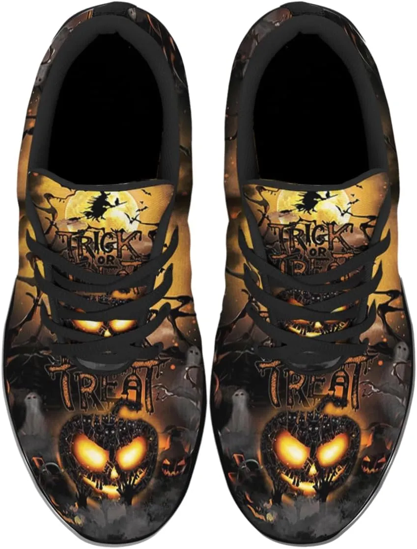 Sonzj-II Halloween Print Walking Shoes Casual Mesh Breathable Lace Up Running Sneakers for Men Women