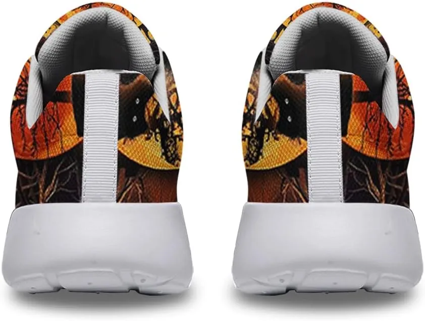 Sonzj-II Halloween Print Walking Shoes Casual Mesh Breathable Lace Up Running Sneakers for Men Women