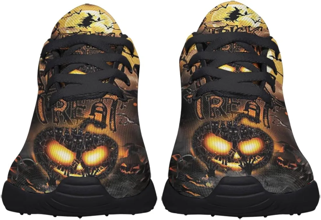 Sonzj-II Halloween Print Walking Shoes Casual Mesh Breathable Lace Up Running Sneakers for Men Women