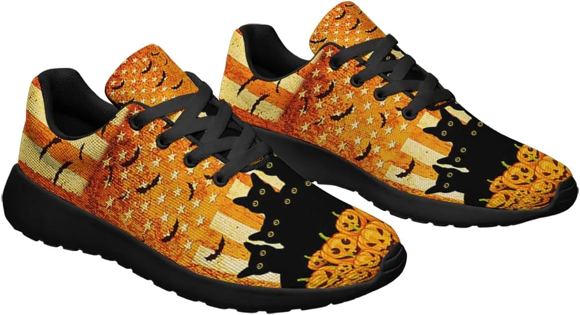 Sonzj-II Halloween Print Walking Shoes Casual Mesh Breathable Lace Up Running Sneakers for Men Women