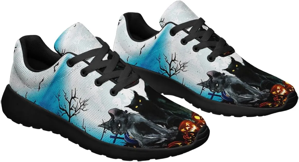 Sonzj-II Halloween Print Walking Shoes Casual Mesh Breathable Lace Up Running Sneakers for Men Women