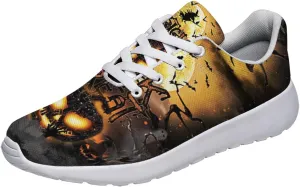 Sonzj-II Halloween Print Walking Shoes Casual Mesh Breathable Lace Up Running Sneakers for Men Women