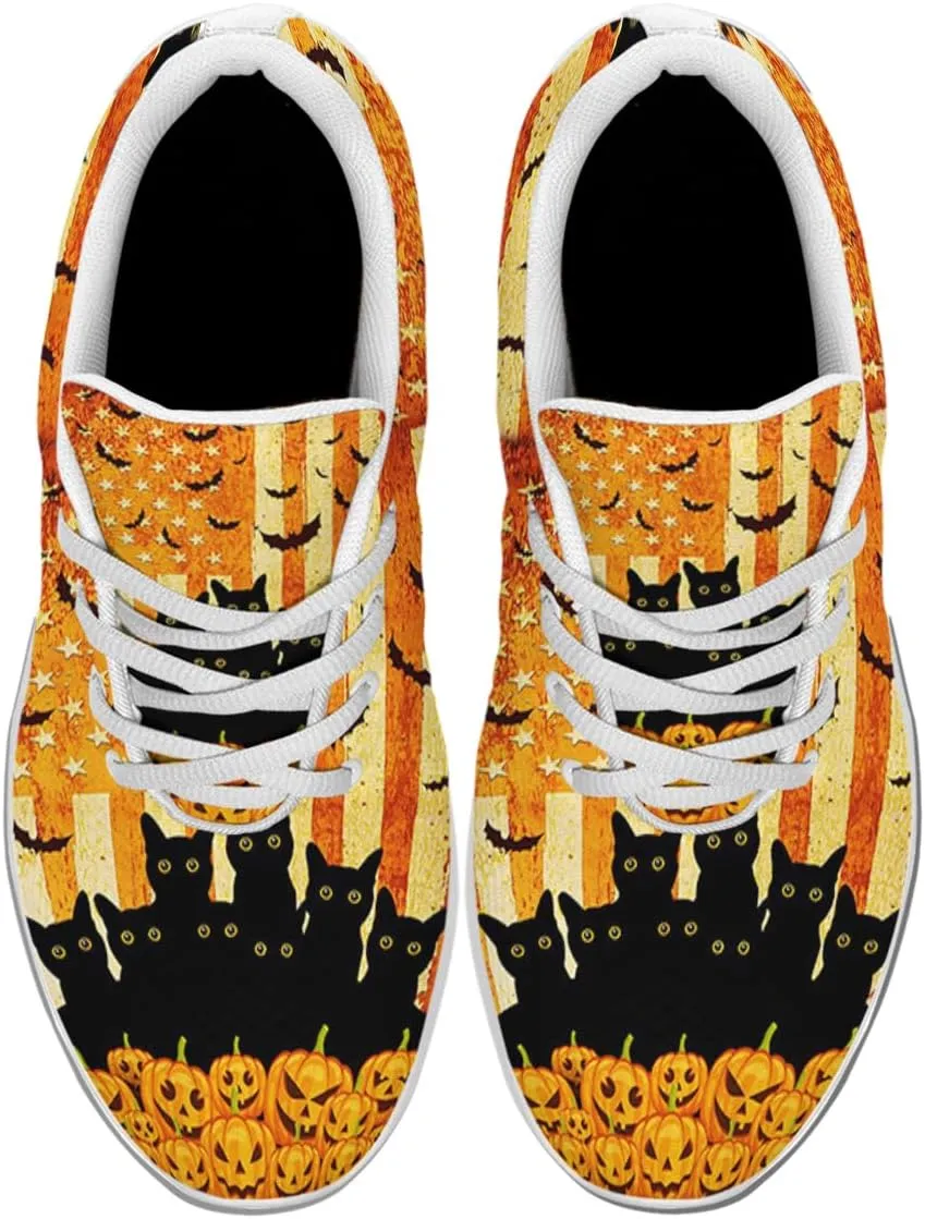 Sonzj-II Halloween Print Walking Shoes Casual Mesh Breathable Lace Up Running Sneakers for Men Women