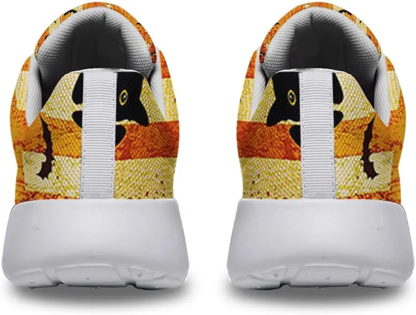 Sonzj-II Halloween Print Walking Shoes Casual Mesh Breathable Lace Up Running Sneakers for Men Women