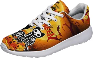 Sonzj-II Halloween Print Walking Shoes Casual Mesh Breathable Lace Up Running Sneakers for Men Women