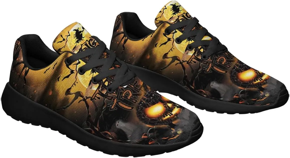 Sonzj-II Halloween Print Walking Shoes Casual Mesh Breathable Lace Up Running Sneakers for Men Women