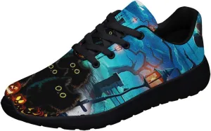 Sonzj-II Halloween Print Walking Shoes Casual Mesh Breathable Lace Up Running Sneakers for Men Women