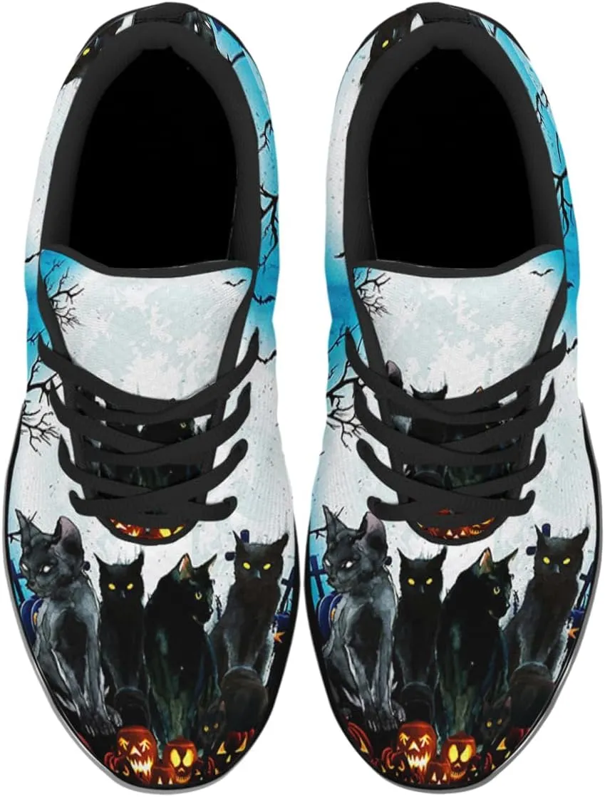 Sonzj-II Halloween Print Walking Shoes Casual Mesh Breathable Lace Up Running Sneakers for Men Women