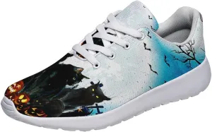 Sonzj-II Halloween Print Walking Shoes Casual Mesh Breathable Lace Up Running Sneakers for Men Women