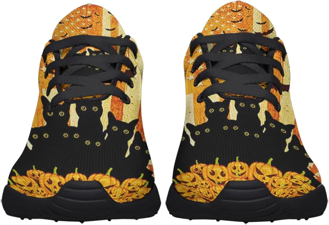 Sonzj-II Halloween Print Walking Shoes Casual Mesh Breathable Lace Up Running Sneakers for Men Women