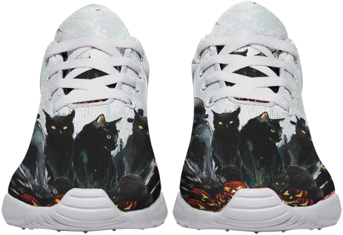 Sonzj-II Halloween Print Walking Shoes Casual Mesh Breathable Lace Up Running Sneakers for Men Women