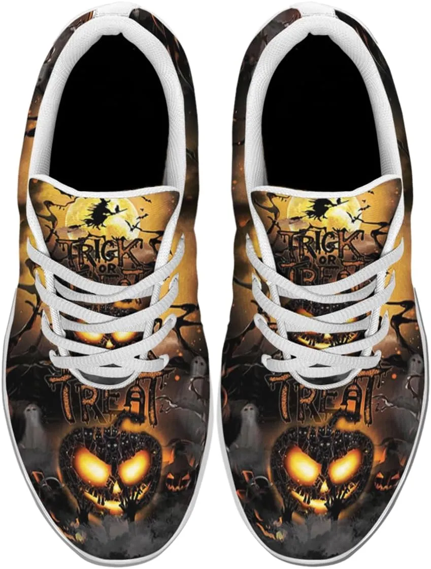 Sonzj-II Halloween Print Walking Shoes Casual Mesh Breathable Lace Up Running Sneakers for Men Women