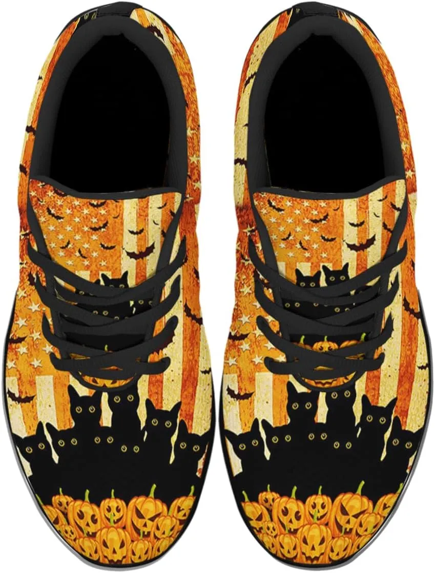 Sonzj-II Halloween Print Walking Shoes Casual Mesh Breathable Lace Up Running Sneakers for Men Women