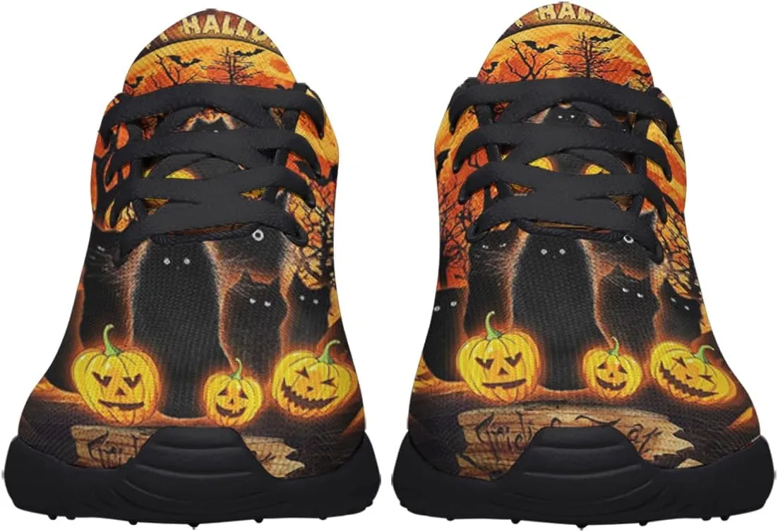 Sonzj-II Halloween Print Walking Shoes Casual Mesh Breathable Lace Up Running Sneakers for Men Women