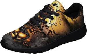 Sonzj-II Halloween Print Walking Shoes Casual Mesh Breathable Lace Up Running Sneakers for Men Women