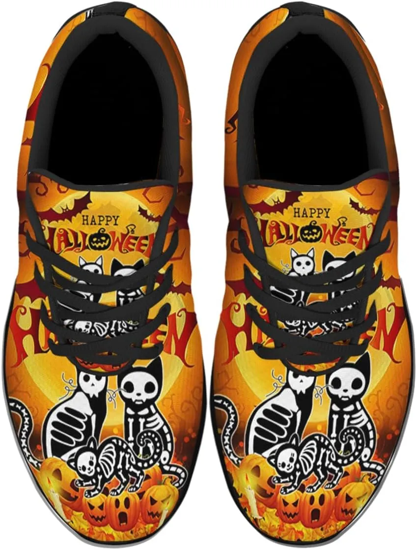 Sonzj-II Halloween Print Walking Shoes Casual Mesh Breathable Lace Up Running Sneakers for Men Women