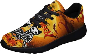Sonzj-II Halloween Print Walking Shoes Casual Mesh Breathable Lace Up Running Sneakers for Men Women