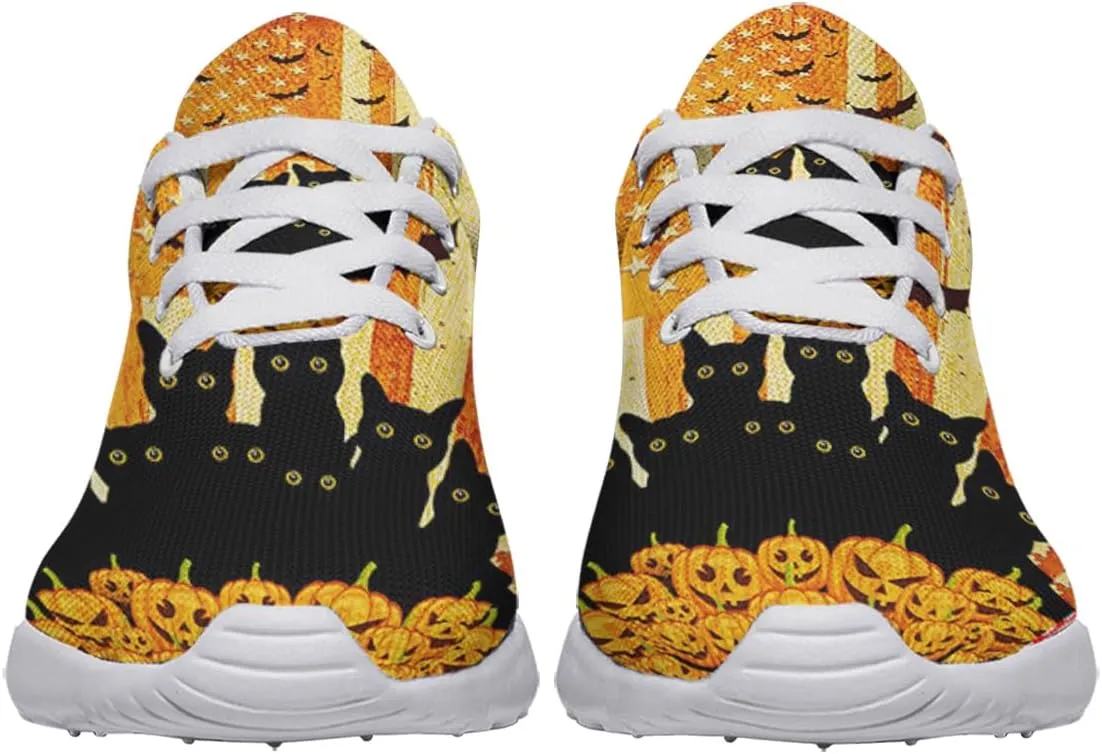 Sonzj-II Halloween Print Walking Shoes Casual Mesh Breathable Lace Up Running Sneakers for Men Women