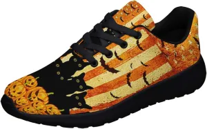 Sonzj-II Halloween Print Walking Shoes Casual Mesh Breathable Lace Up Running Sneakers for Men Women