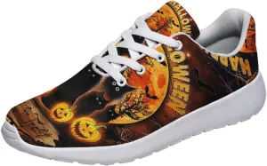 Sonzj-II Halloween Print Walking Shoes Casual Mesh Breathable Lace Up Running Sneakers for Men Women
