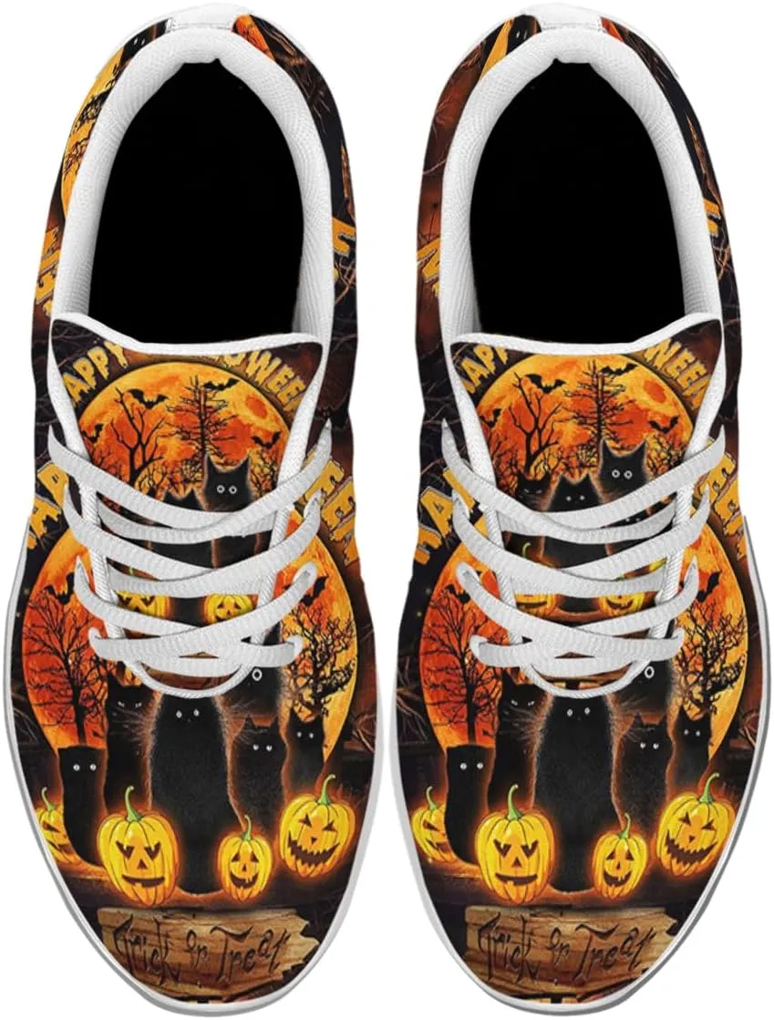 Sonzj-II Halloween Print Walking Shoes Casual Mesh Breathable Lace Up Running Sneakers for Men Women