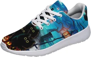 Sonzj-II Halloween Print Walking Shoes Casual Mesh Breathable Lace Up Running Sneakers for Men Women