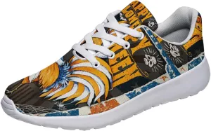 Sonzj-II Halloween Shoes for Women Men, Pumpkin Print Lace Up Walking Sneakers, Running Shoes Gym Sports Athletic Trail Sneakers
