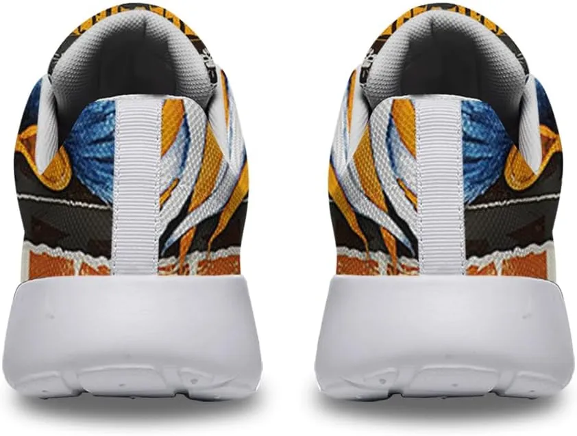 Sonzj-II Halloween Shoes for Women Men, Pumpkin Print Lace Up Walking Sneakers, Running Shoes Gym Sports Athletic Trail Sneakers