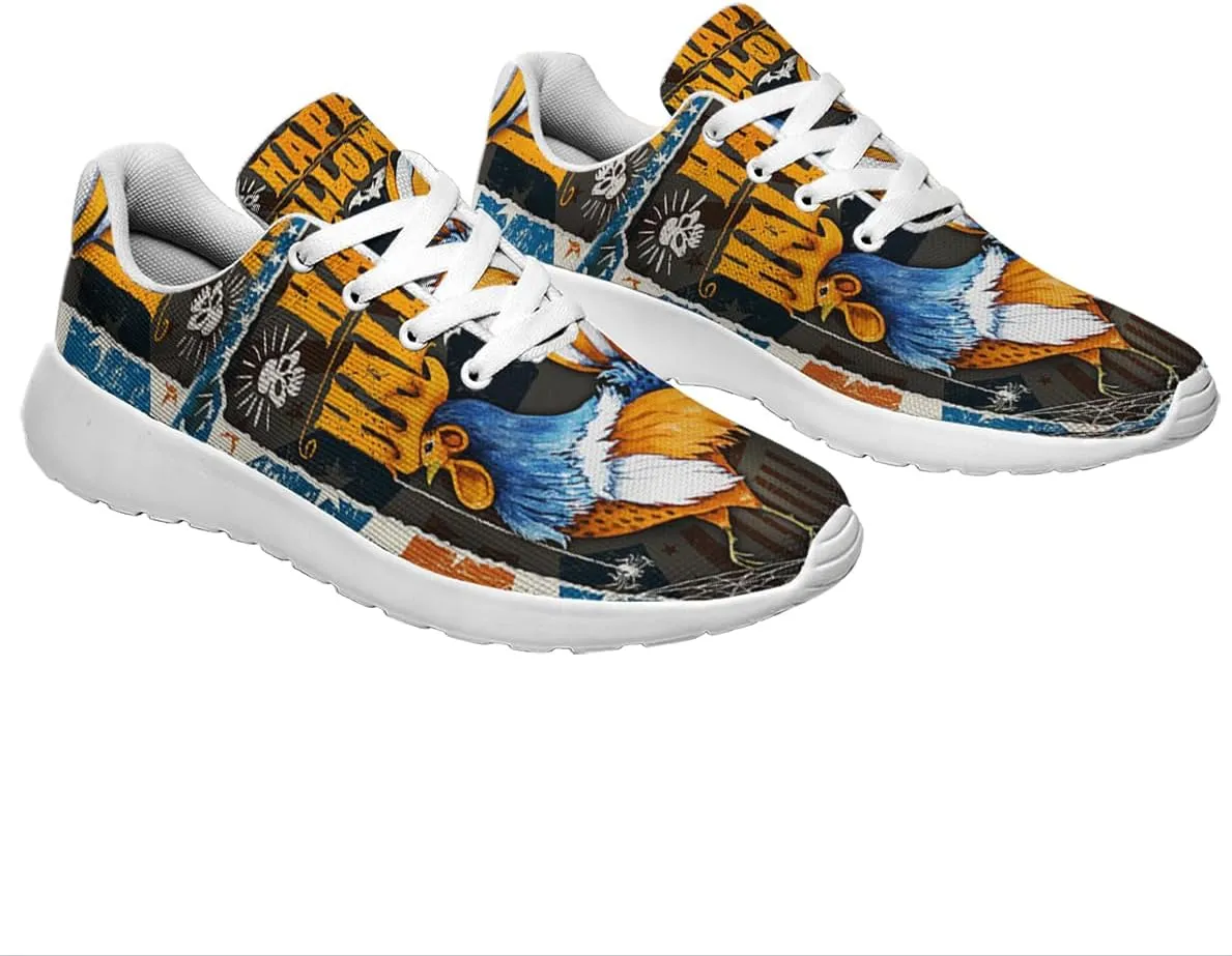 Sonzj-II Halloween Shoes for Women Men, Pumpkin Print Lace Up Walking Sneakers, Running Shoes Gym Sports Athletic Trail Sneakers