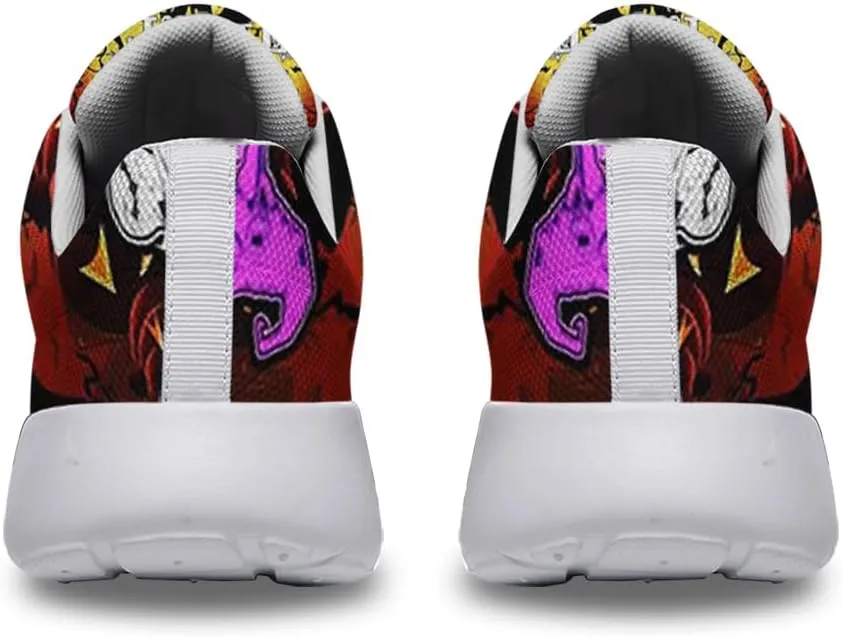 Sonzj-II Halloween Shoes for Women Men, Pumpkin Print Lace Up Walking Sneakers, Running Shoes Gym Sports Athletic Trail Sneakers