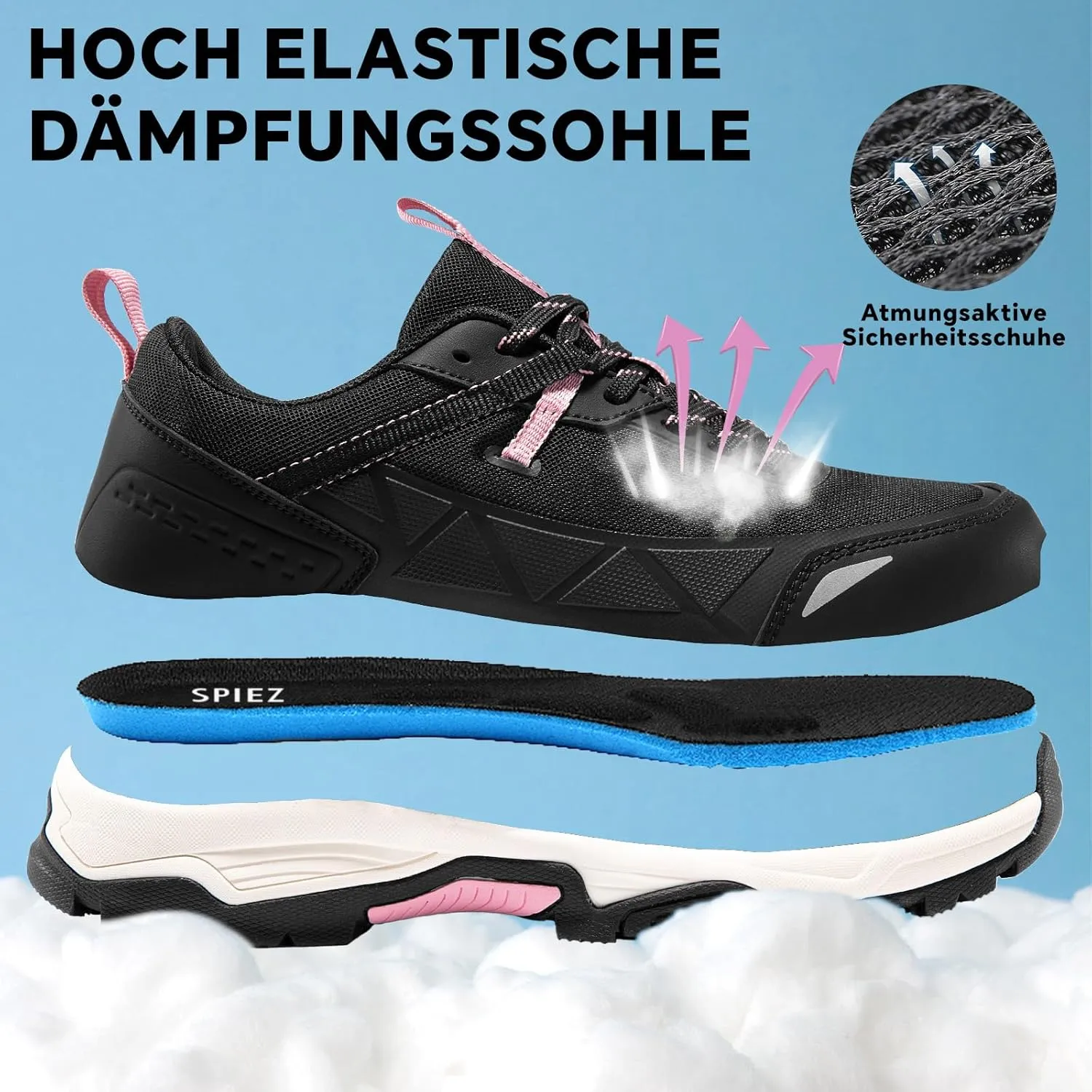 SPIEZ Lightweight Women's Safety Shoes,Composite Toe,Puncture-Resistant,Non Slip Work Shoes,Comfortable Sneakers for Work and Daily Life (US 5.5-10)