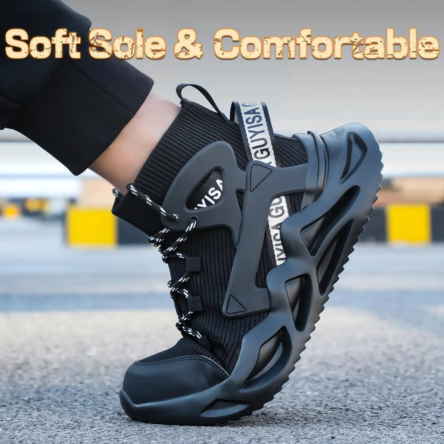 Steel Toe Shoes for Men Comfortable Work Shoes Safety Indestructible Puncture Proof Lightweight Steel Toe Sneakers Construction Work Utility Footwear Construction Industrial Sneakers