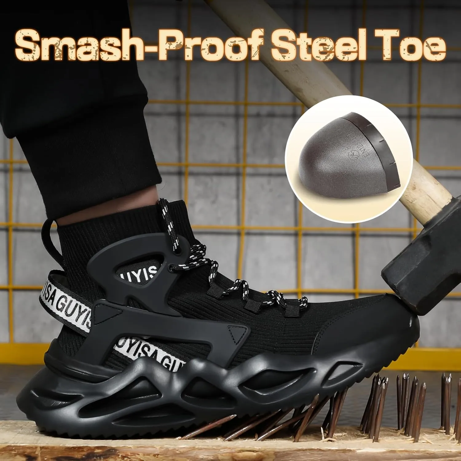 Steel Toe Shoes for Men Comfortable Work Shoes Safety Indestructible Puncture Proof Lightweight Steel Toe Sneakers Construction Work Utility Footwear Construction Industrial Sneakers
