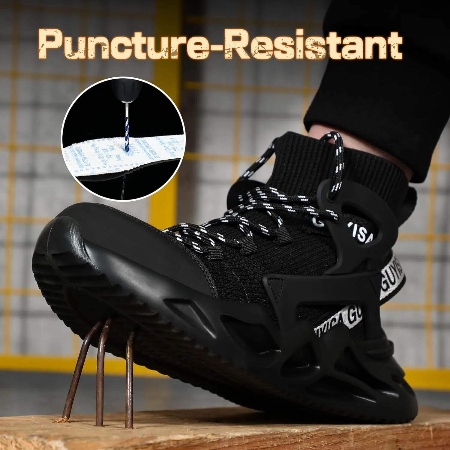 Steel Toe Shoes for Men Comfortable Work Shoes Safety Indestructible Puncture Proof Lightweight Steel Toe Sneakers Construction Work Utility Footwear Construction Industrial Sneakers