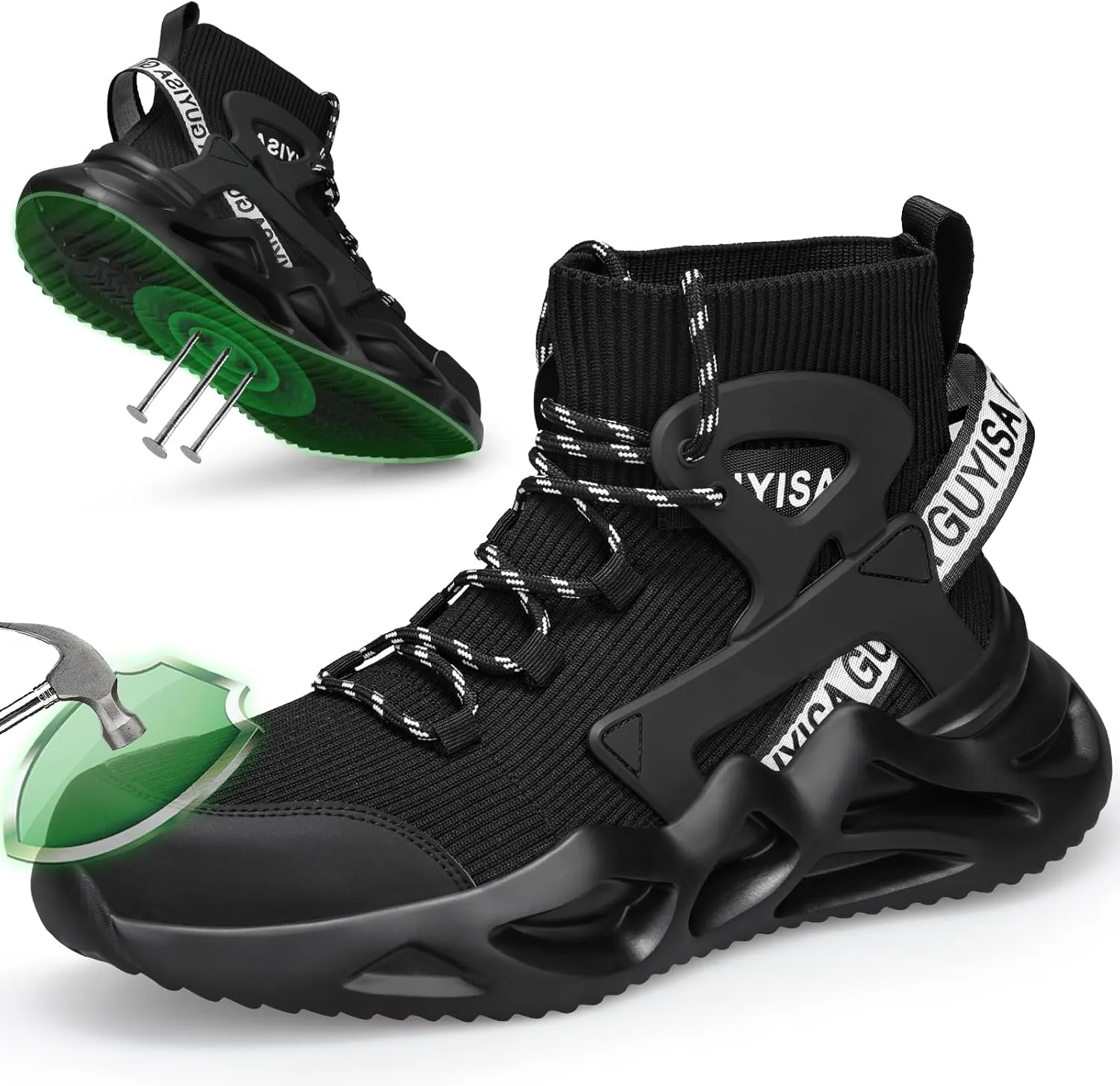 Steel Toe Shoes for Men Comfortable Work Shoes Safety Indestructible Puncture Proof Lightweight Steel Toe Sneakers Construction Work Utility Footwear Construction Industrial Sneakers