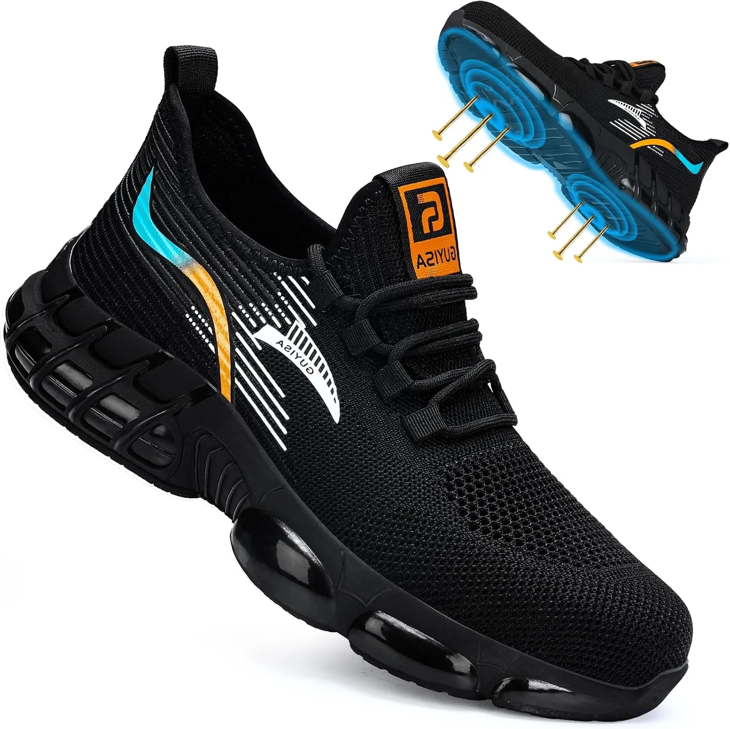 Steel Toe Shoes for Men Lightweight Work Shoes Construction Industrial Work Tennis Shoes Safety Shoes Comfortable Steel Toe Sneakers for Men Women