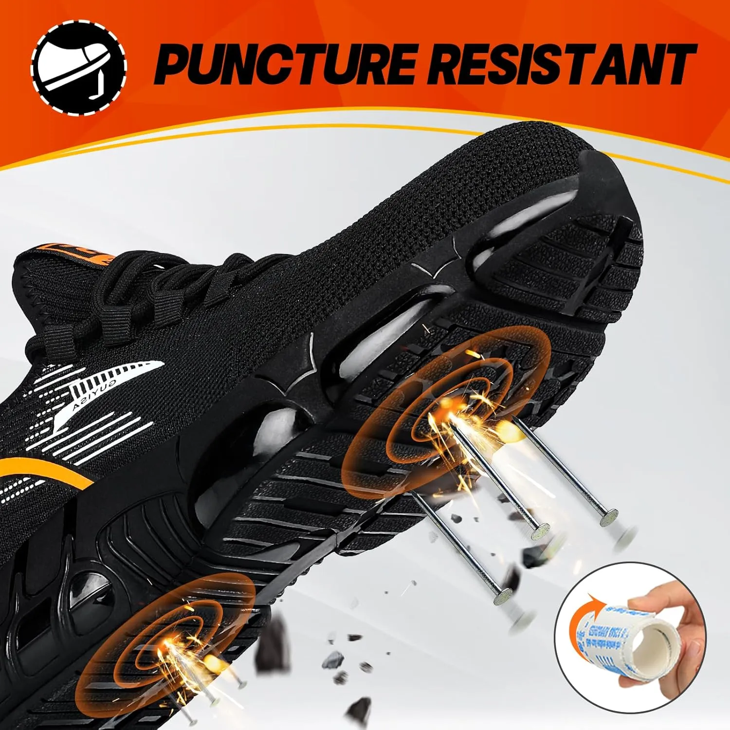 Steel Toe Shoes for Men Lightweight Work Shoes Construction Industrial Work Tennis Shoes Safety Shoes Comfortable Steel Toe Sneakers for Men Women