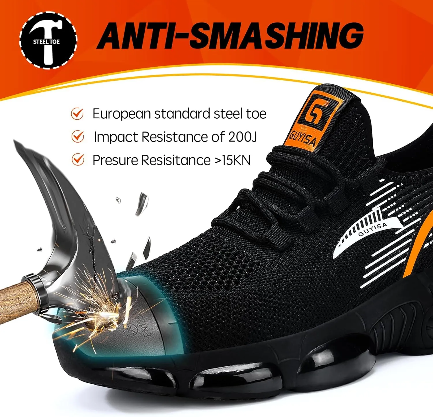 Steel Toe Shoes for Men Lightweight Work Shoes Construction Industrial Work Tennis Shoes Safety Shoes Comfortable Steel Toe Sneakers for Men Women