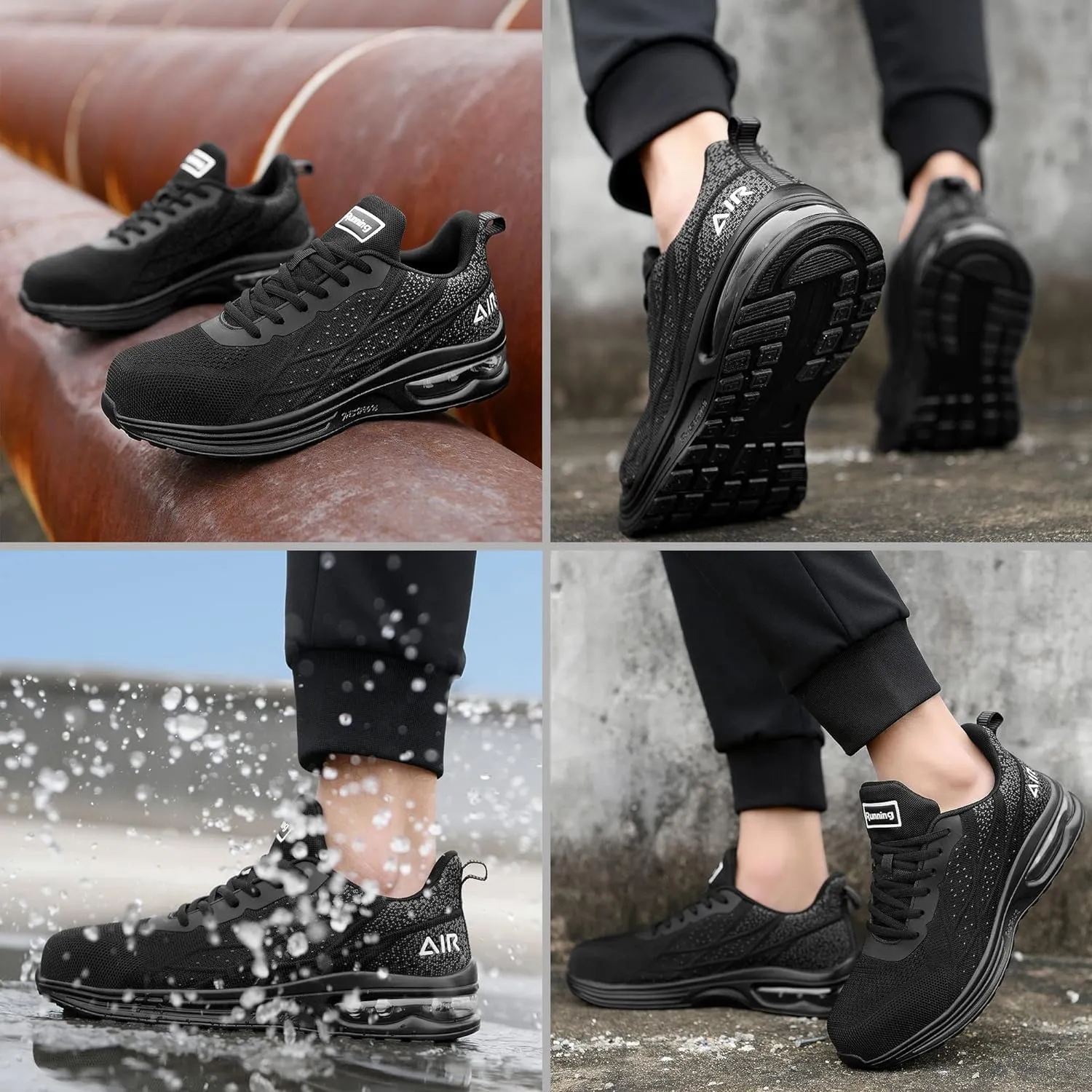 Steel Toe Shoes for Men No Slip Work Boots Mens Steel Toe Shoe Safety Sneakers Puncture Proof Tennis Lightweight Comfortable Air Cushion Construction Footwear US 7.5-13