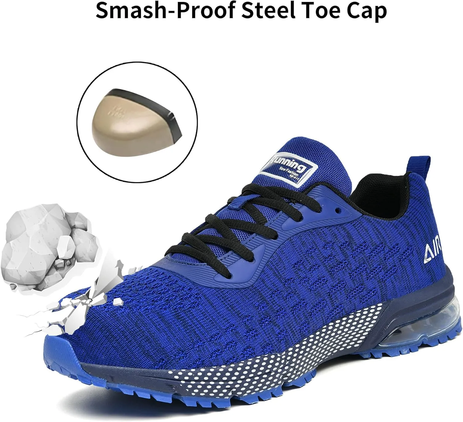 Steel Toe Shoes for Men No Slip Work Boots Mens Steel Toe Shoe Safety Sneakers Puncture Proof Tennis Lightweight Comfortable Air Cushion Construction Footwear US 7.5-13