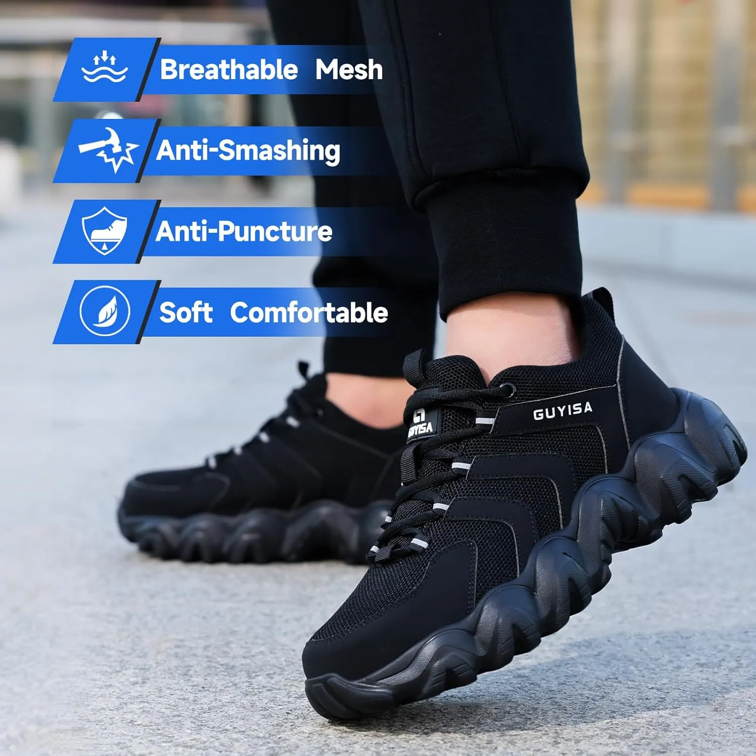 Steel Toe Shoes for Men Work Shoes Lightweight Steel Toe Sneakers for Men Soft Industrial Sneakers for Construction Safety Shoes Men's Work & Utility Shoes