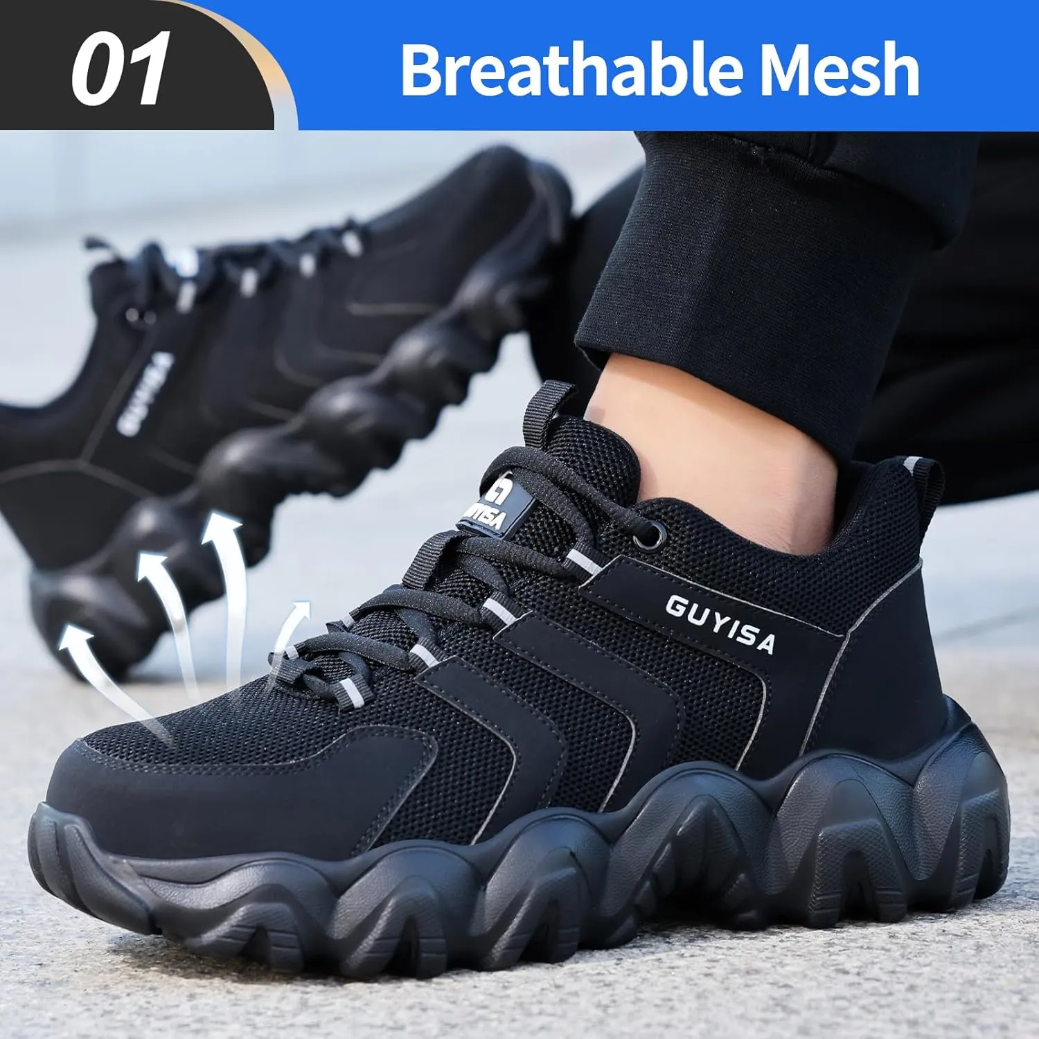 Steel Toe Shoes for Men Work Shoes Lightweight Steel Toe Sneakers for Men Soft Industrial Sneakers for Construction Safety Shoes Men's Work & Utility Shoes