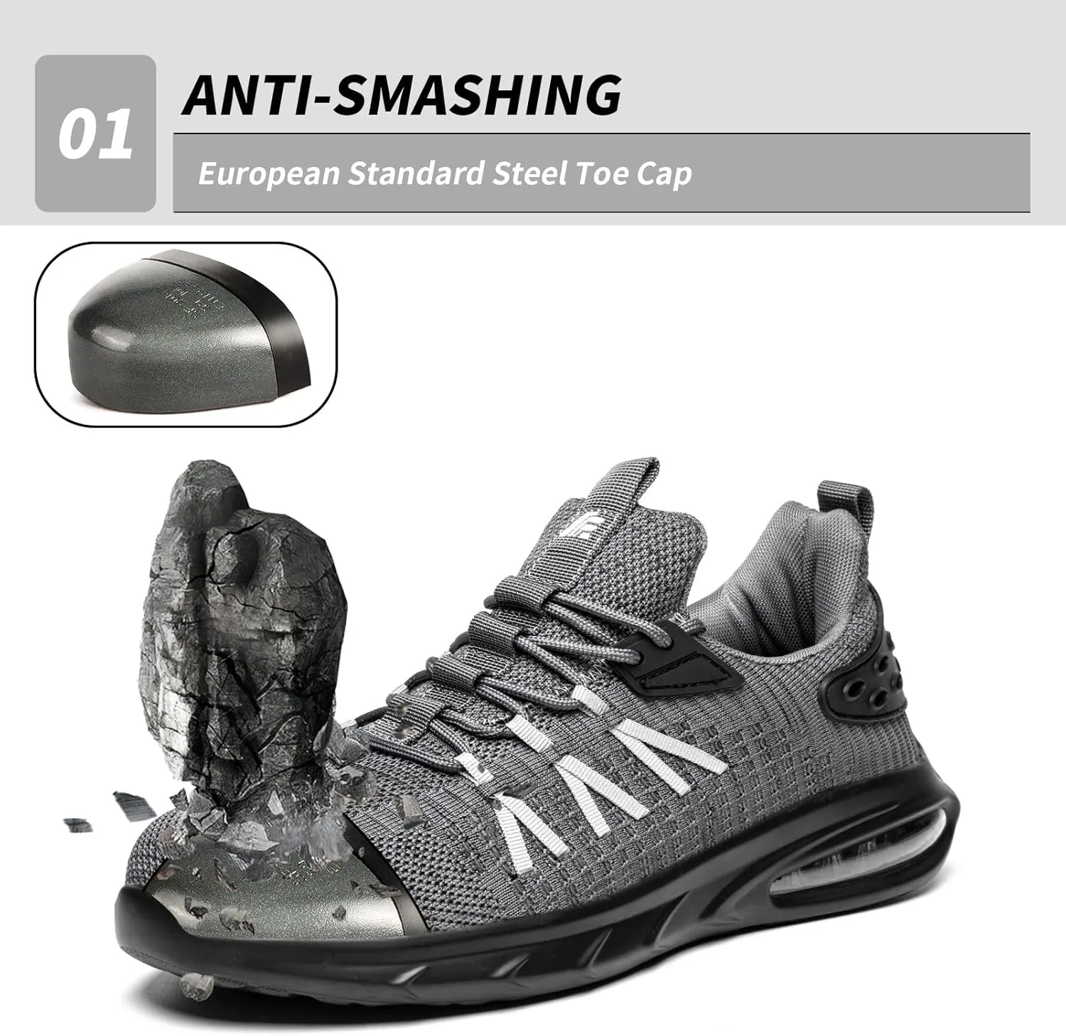 Steel Toe Shoes for Men Work Women Lightweight Air Cushion Sneakers Slip Resistant Safety Work Boots Indestructible Shoes