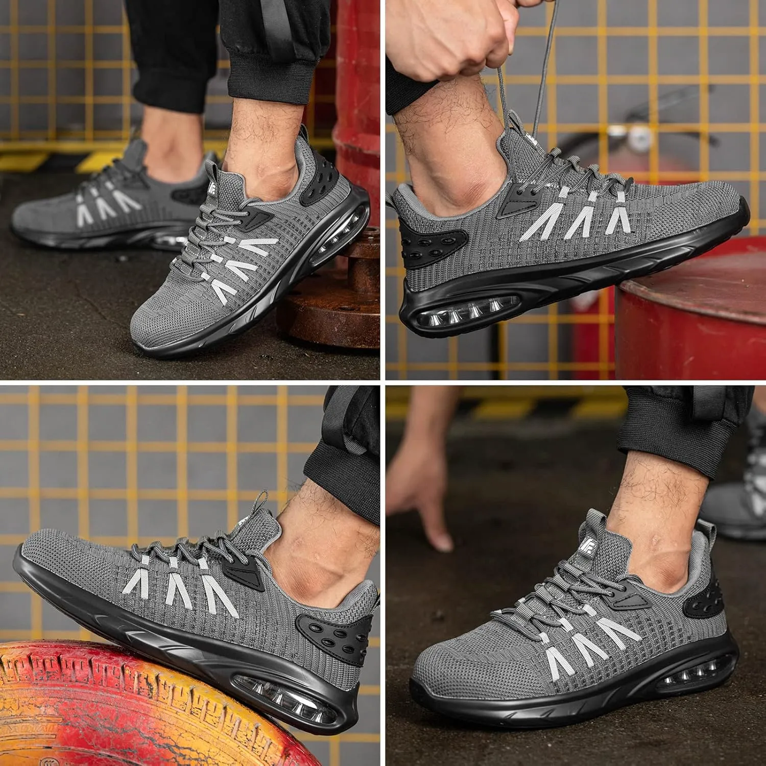 Steel Toe Shoes for Men Work Women Lightweight Air Cushion Sneakers Slip Resistant Safety Work Boots Indestructible Shoes